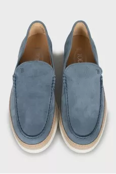 Men's blue suede loafers