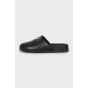 Black leather mules