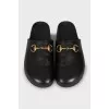 Black leather mules