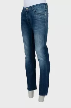 Men's distressed button down jeans