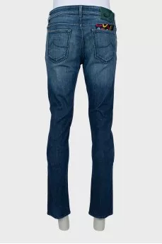 Men's distressed button down jeans