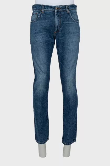 Men's blue distressed jeans