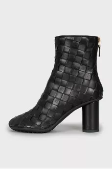 Woven leather ankle boots