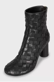 Woven leather ankle boots