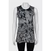 Gray and black straight cut tank top