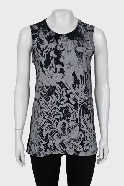 Gray and black straight cut tank top