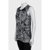 Gray and black straight cut tank top