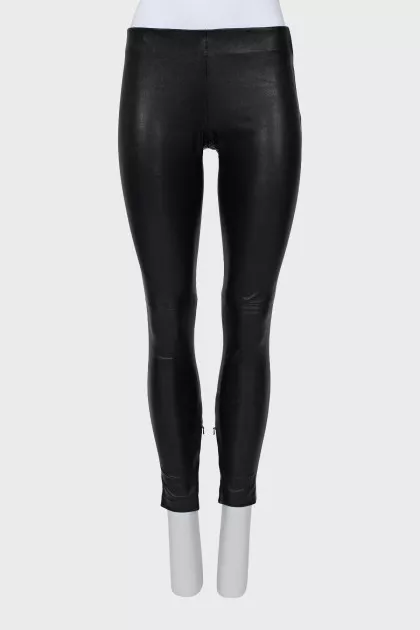 Leather pants with side zip
