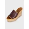 Leather high wedge sandals
