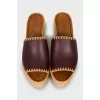 Leather high wedge sandals