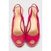 Sandals with a figured wedge heel