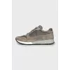 Gray sneakers made of textile and suede