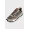 Gray sneakers made of textile and suede