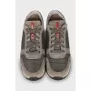 Gray sneakers made of textile and suede