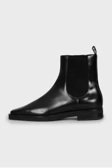 Leather square toe boots