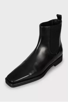 Leather square toe boots