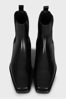 Leather square toe boots