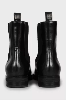 Leather square toe boots