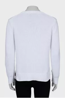 Knitted sweater in white with embroidery