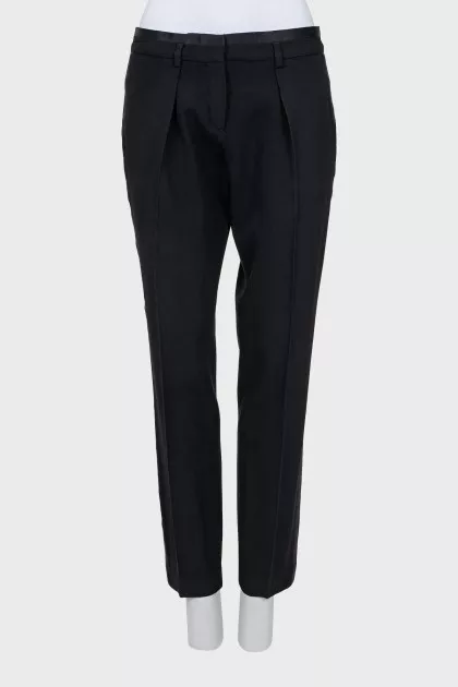 Slim fit wool and silk trousers