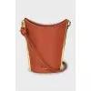 Brown leather bucket bag