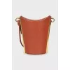Brown leather bucket bag