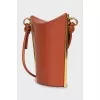 Brown leather bucket bag
