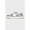 White leather sneakers with print