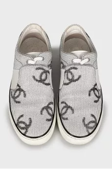 White leather sneakers with print