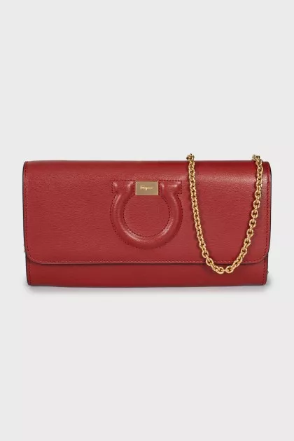 Red leather clutch