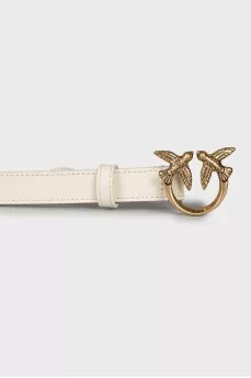 Белый ремень из кожи 