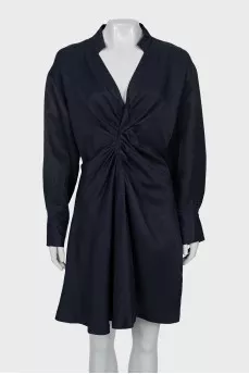 Blue dress with draping