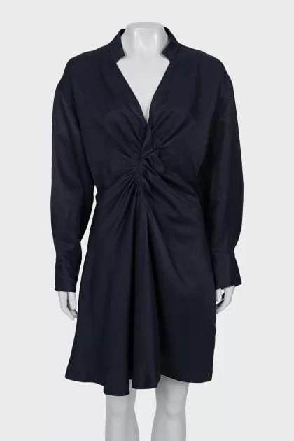 Blue dress with draping
