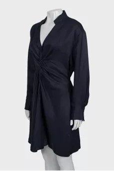 Blue dress with draping