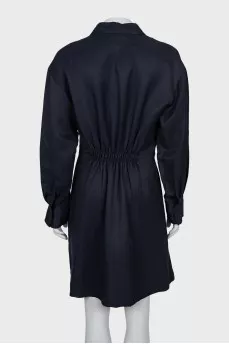 Blue dress with draping