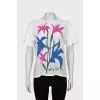 White T-shirt with floral print