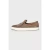 Brown leather slip-ons