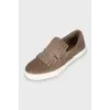Brown leather slip-ons