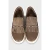 Brown leather slip-ons
