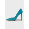 Blue suede pumps