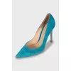 Blue suede pumps