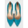 Blue suede pumps