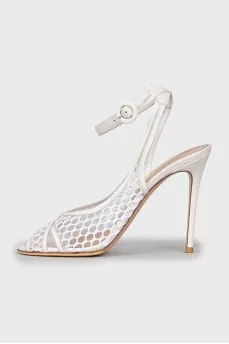 Fishnet stiletto sandals