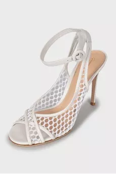 Fishnet stiletto sandals