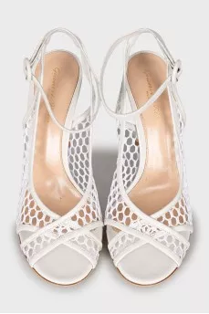 Fishnet stiletto sandals