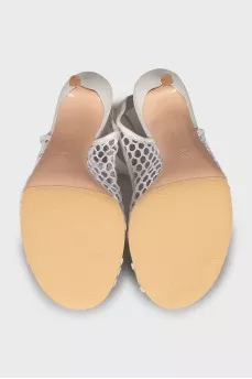 Fishnet stiletto sandals