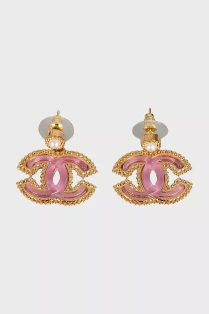 Earrings in the form of a company logo