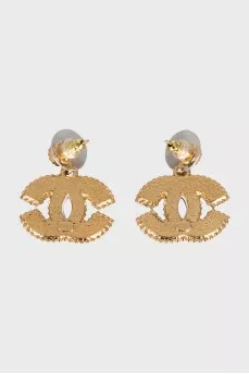 Earrings in the form of a company logo