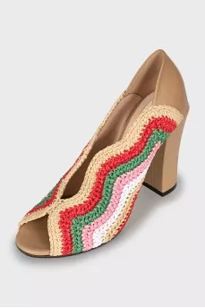 Raffia and leather shoes