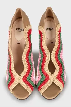 Raffia and leather shoes